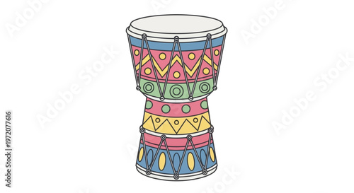 Colorful Decorative Drum Instrument Closeup.
