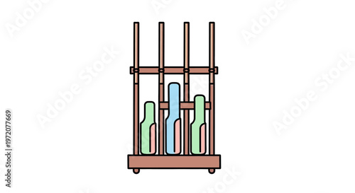 Colorful test tubes in rack.