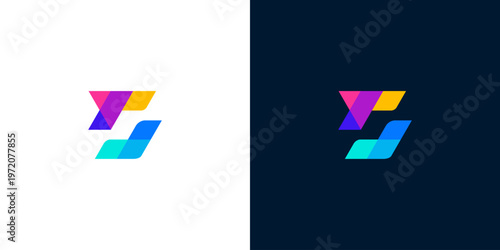 Dynamic abstract gradient logo featuring interconnected geometric forms, symbolizing progress, digital innovation, and versatile brand identity across various platforms
