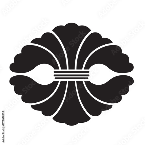 日本の伝統的な植物紋の家紋である「綿紋」のベクターデータ