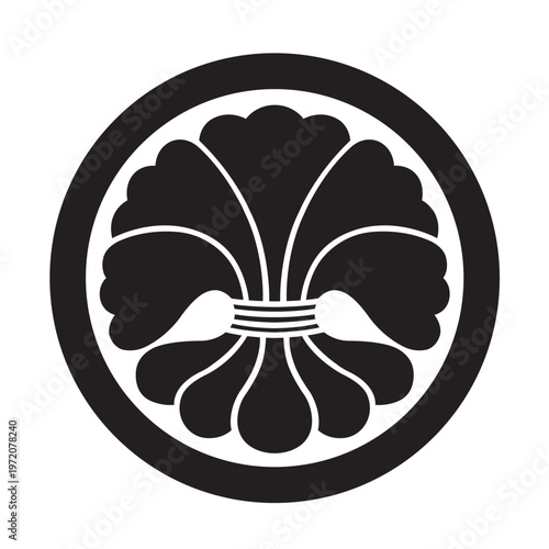 日本の伝統的な植物紋の家紋である「綿紋」のベクターデータ