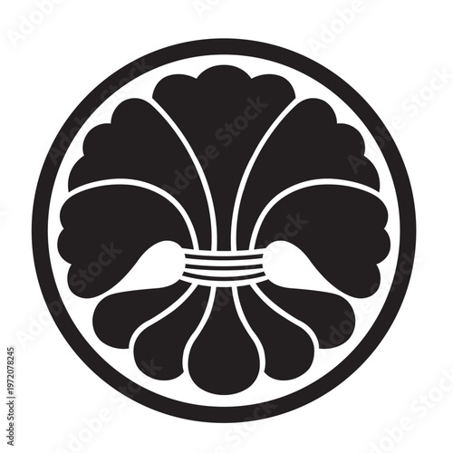 日本の伝統的な植物紋の家紋である「綿紋」のベクターデータ