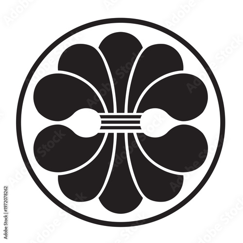 日本の伝統的な植物紋の家紋である「綿紋」のベクターデータ