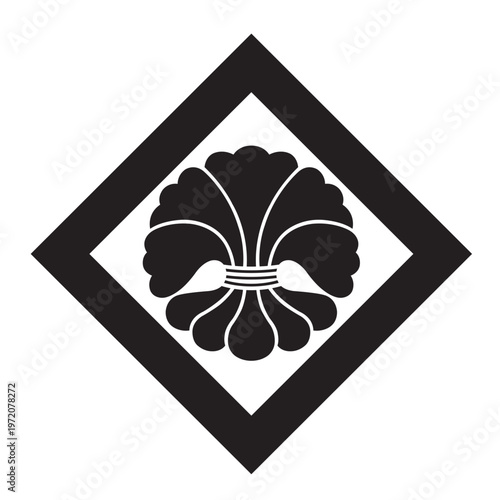 日本の伝統的な植物紋の家紋である「綿紋」のベクターデータ