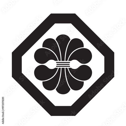 日本の伝統的な植物紋の家紋である「綿紋」のベクターデータ