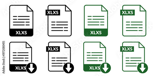 XLXS Spreadsheet File Format Icon Set for Download and Management