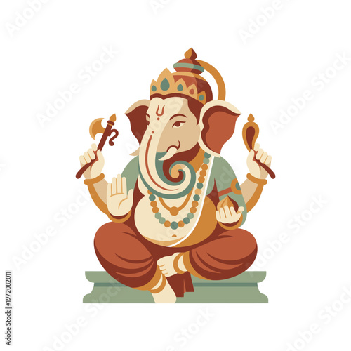 Lord Ganesha in a traditional Indian art style.