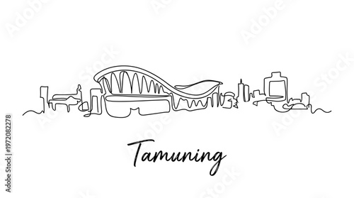 Tamuning Guam city skyline continuous one line drawing isolated on white vector illustration