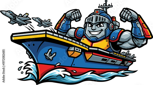 Robot Captain on a Ship.