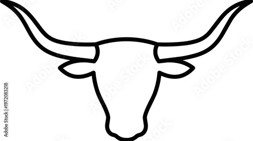 Longhorn Bull Head Illustration.