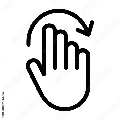 Vector of a hand showing a swiping motion with an arrow pointing downward