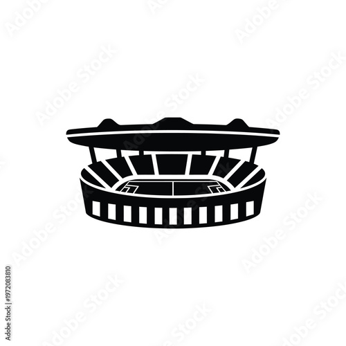 Black silhouette of a stadium with seating and field