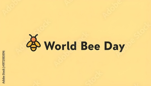A logo celebrating World Bee Day with a bee icon and text on a yellow background