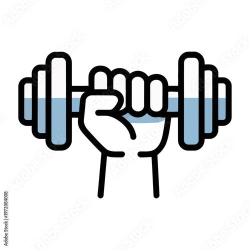 Vector of a hand lifting a barbell for fitness and strength training