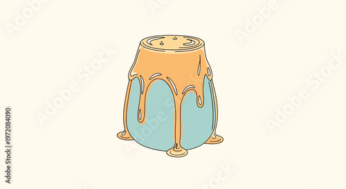 Cartoon jar with caramel sauce.