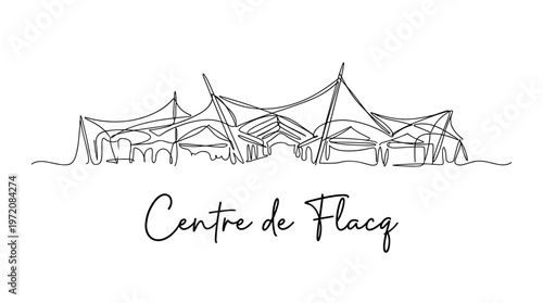 Minimalist Centre de Flacq Mauritius market skyline one line drawing vector illustration