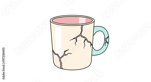 Cracked ceramic coffee mug handle.