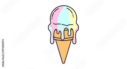 Colorful Ice Cream Cone Dessert Treat.