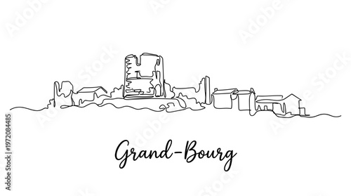 Minimalist one line drawing of Grand-Bourg Guadeloupe skyline architecture vector illustration