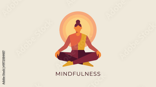 Man meditates in lotus position.