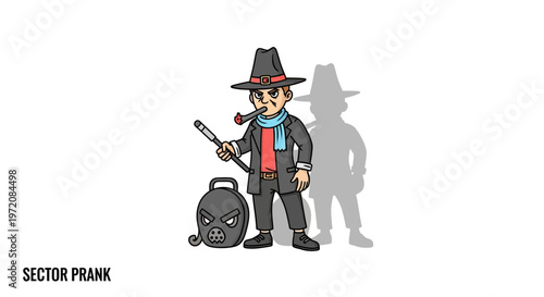 Cartoon man wearing a hat.