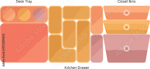 Colorful kitchen drawer organizers.