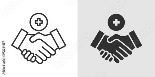 Health Partnership Icon representing collaboration and cooperation between healthcare providers, organizations, and communities to improve health outcomes and services.