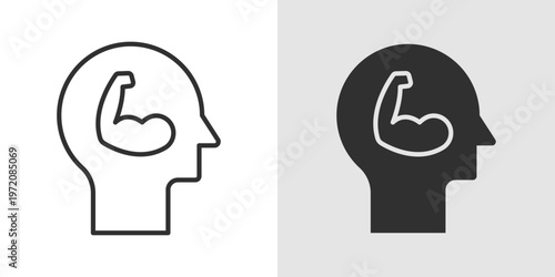 Mental Strength Icon representing resilience, focus, emotional stability, and the ability to overcome challenges while maintaining a strong and positive mindset.