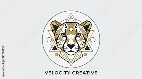 Cheetah Face Geometric Art Design.