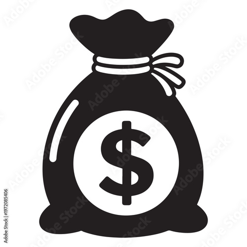 Cartoon Money Bag with Dollar Sign Illustration Isolated on White Background