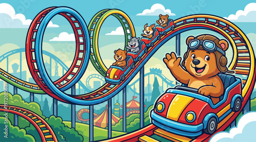 Bear on a roller coaster.
