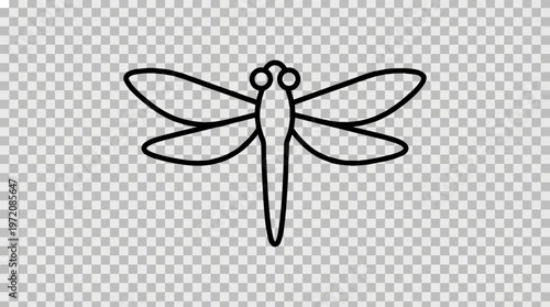 Black dragonfly line art insect.