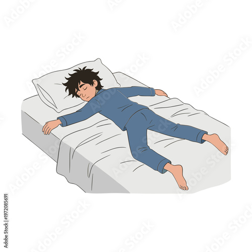 A person sleeps peacefully on a bed with a pillow under their head.