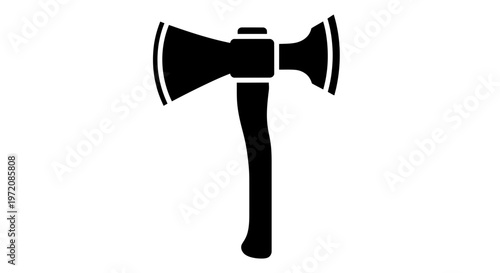 Double Bit Axe Silhouette Icon Vector Isolated on White Background