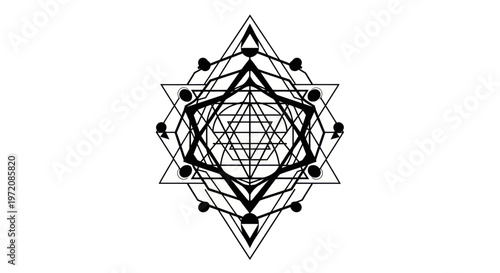 Obraz na plátně Geometric Sacred Geometry Symbol, Mystical Star Pattern, Esoteric Design