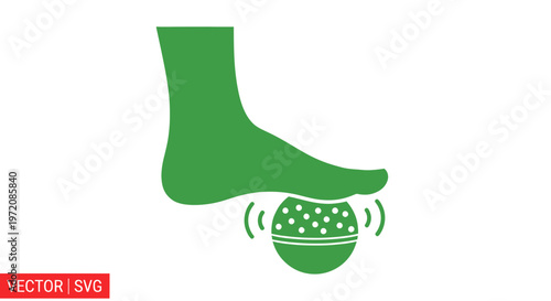 Green foot massaging ball for plantar fasciitis relief and reflexology