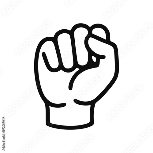 Clenched fist hand minimalist line art icon