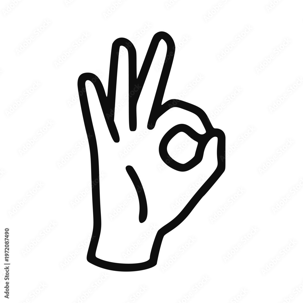 Obraz premium Hand OK sign minimalist line art icon