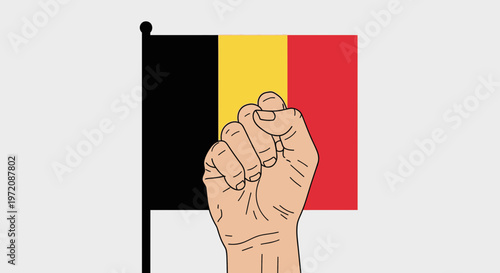 Belgian Flag and Fist Icon: Symbol of National Pride and Unity