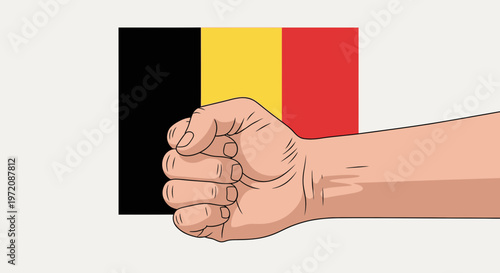 Belgian Flag and Fist Symbolizing National Pride or Protest