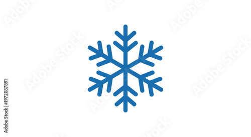 Blue Snowflake Icon on White Background - Winter Symbol