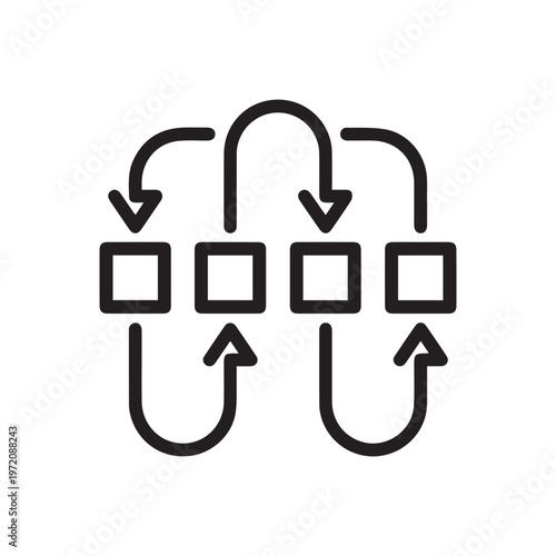 Automation and development structure line icon. Algorithm and calculation process vector outline sign.
