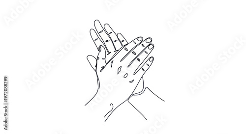 Minimalist Line Art Drawing of Clapping Hands