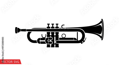 Black Silhouette of a Trumpet on a White Background