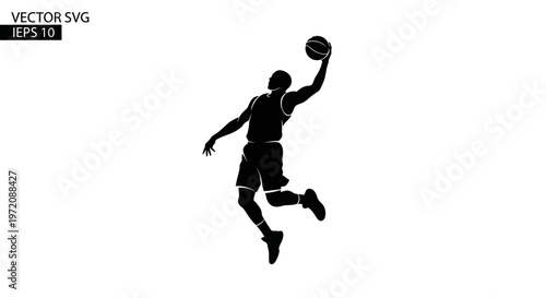Basketball Player Dunking Silhouette - Dynamic Sports Action