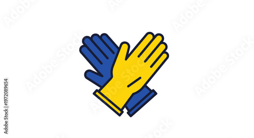 Rubber protective work hand gloves.