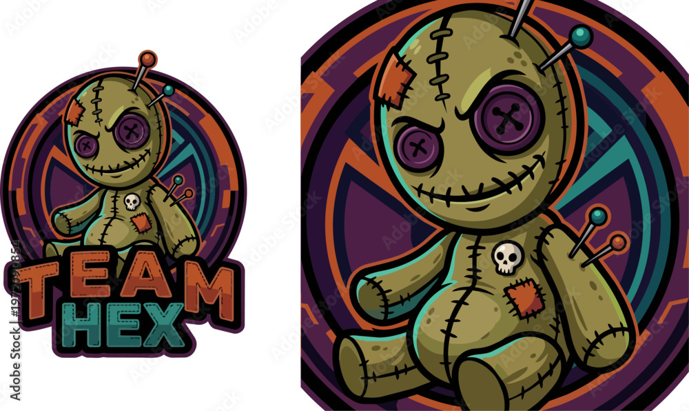 Fototapeta premium Voodoo Doll Team Hex Symbol.