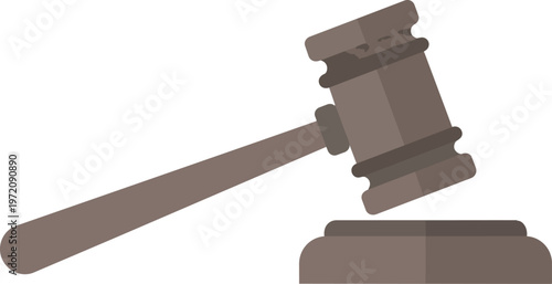 Brown wooden judge gavel icon.
