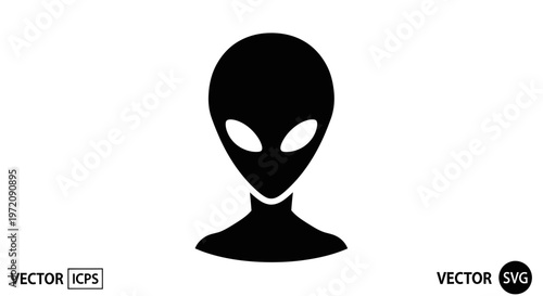 Alien head silhouette, extraterrestrial life, science fiction concept