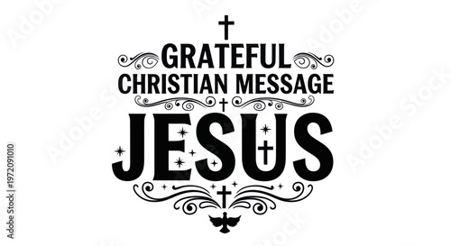 Grateful Christian Message Jesus - Religious Typography Art